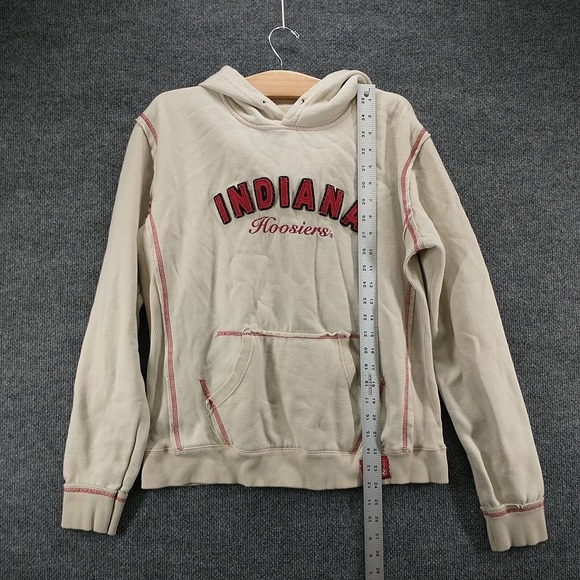Colosseum Athletics Womens Indiana Hoosiers Pullover Hoodie Cream XL Embroidered - Picture 12 of 14
